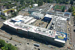 An aerial view of the under-construction high school in Beaverton, Ore., which this town's school district is touting as a K-12 model for resilient design. An aerial view of the under-construction high school in Beaverton, Ore., which this town's school district is touting as a K-12 model for resilient design.