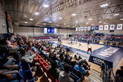 The University of Connecticut’s Freitas Arena was repurposed from ice hockey into a new home for women’s volleyball The University of Connecticut’s Freitas Arena was repurposed from ice hockey into a new home for women’s volleyball