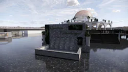 The Atrium grand entrance granite waterfall is a statement for the welcoming of visitors and expression of the quality and integrity of Quantum technologies The Atrium grand entrance granite waterfall is a statement for the welcoming of visitors and expression of the quality and integrity of Quantum technologies