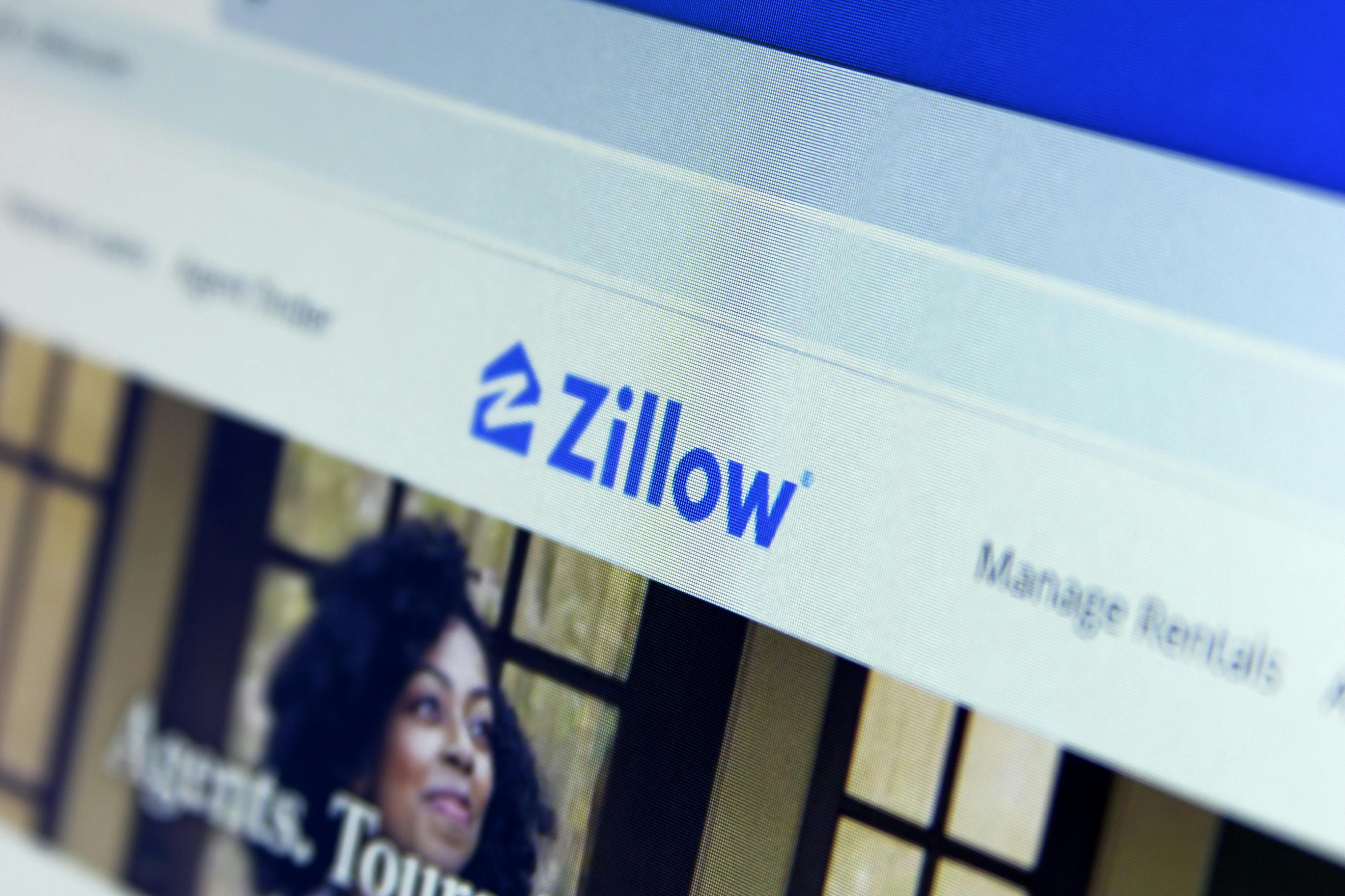 Zillow company website. logo of US real estate marketplace Zillow