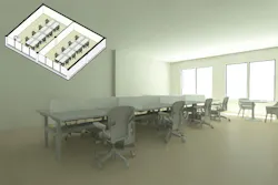 An axonometric diagram and rendering of our shoe-box model with baseline conditions. Rendering courtesy Quinn Evans An axonometric diagram and rendering of our shoe-box model with baseline conditions. Rendering courtesy Quinn Evans