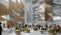 Team 7 designed the building as a flexible framework that supports innovation. The spatial planning encourages fluid interaction between disciplines, fostering an ecosystem of collaboration and continuous exchange. Rendering courtesy Stantec Team 7 designed the building as a flexible framework that supports innovation. The spatial planning encourages fluid interaction between disciplines, fostering an ecosystem of collaboration and continuous exchange. Rendering courtesy Stantec