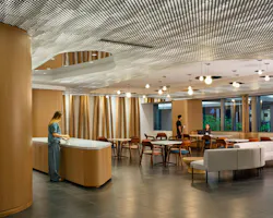 The ability to either decompress alone or collaborate with colleagues is integral to Northwestern Medicine's Faculty Office Center design. It offers both private, reservable offices as well as lounges, meeting rooms and open workspaces. Photo courtesy CannonDesign The ability to either decompress alone or collaborate with colleagues is integral to Northwestern Medicine's Faculty Office Center design. It offers both private, reservable offices as well as lounges, meeting rooms and open workspaces. Photo courtesy CannonDesign