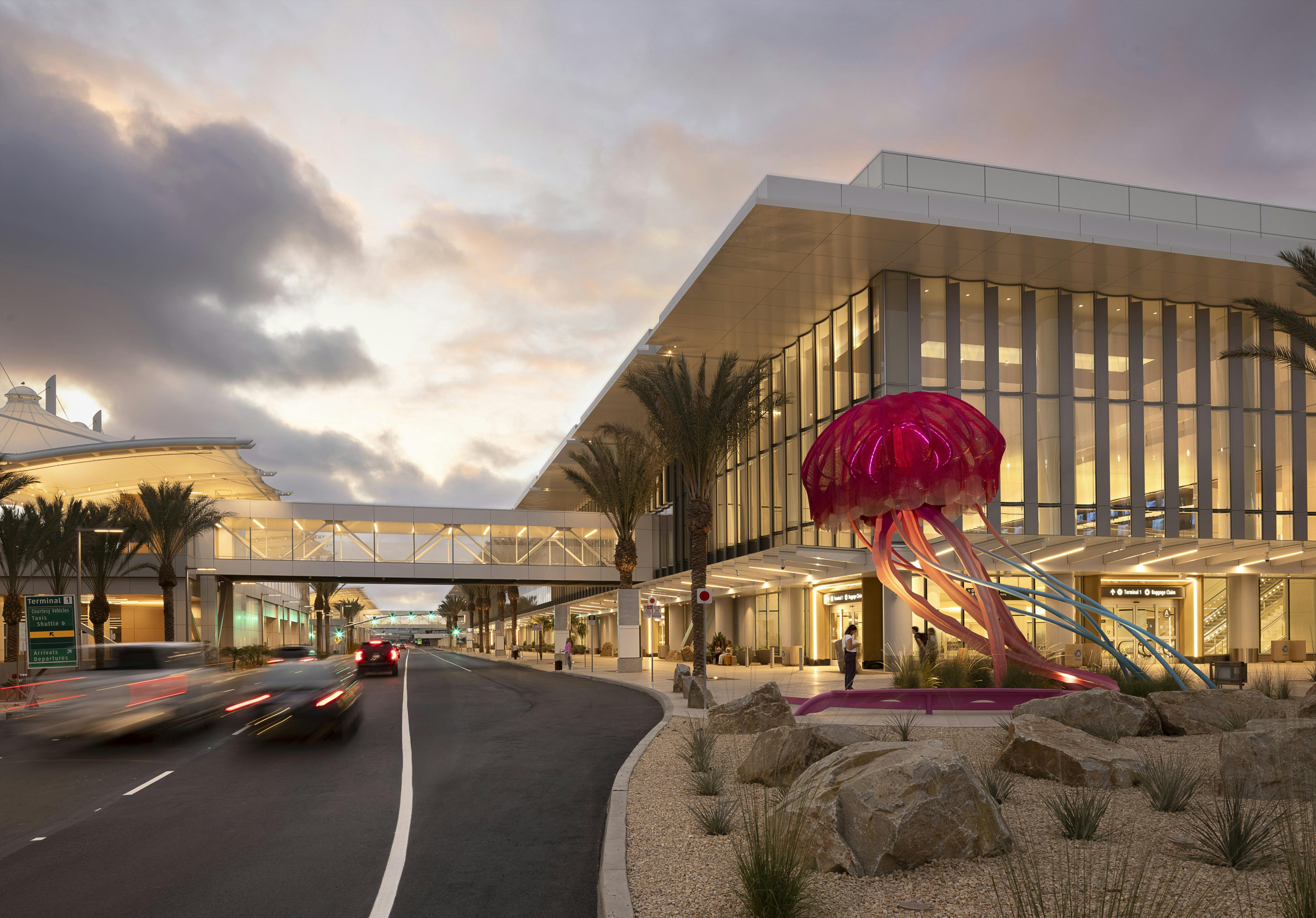 Exterior of San Diego International Airport Terminal 1 & Roadways designed by Gensler