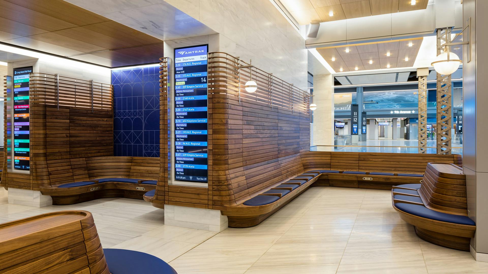 At Moynihan Train Hall, roughly 70% of the original shineau stonework was salvaged and reused, with new pieces hand-finished to match&mdash;honoring craftsmanship while minimizing waste. Photo &copy; Nicholas Knight, courtesy Empire State Development