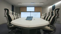 Nearly every meeting is going to have at least one participant joining virtually, noted Bob Cicero, Americas Smart Building Leader for Cisco. The company outfitted its new NYC office with its own products, including Webex Room Kits, which provide collaborative conference room experiences for both in-office and remote colleagues. Nearly every meeting is going to have at least one participant joining virtually, noted Bob Cicero, Americas Smart Building Leader for Cisco. The company outfitted its new NYC office with its own products, including Webex Room Kits, which provide collaborative conference room experiences for both in-office and remote colleagues.