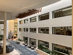 The San Antonio Marriott Northwest has a welcoming four-story inner atrium to greet visitors. The guest rooms facing the atrium now feature window film that keeps people in the atrium from seeing into guest rooms. The San Antonio Marriott Northwest has a welcoming four-story inner atrium to greet visitors. The guest rooms facing the atrium now feature window film that keeps people in the atrium from seeing into guest rooms.