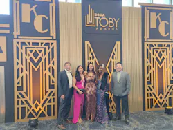 Scott Kirkpatrick, Annie Thai, Nicole Price and Ebony Horace, all of Cushman & Wakefield, and Ryan Snider of ABM gathered at the TOBY Awards pre-show reception. The team later found out that their building, San Francisco’s Bay Area Metro Center, had won a TOBY in the Historical category. Scott Kirkpatrick, Annie Thai, Nicole Price and Ebony Horace, all of Cushman & Wakefield, and Ryan Snider of ABM gathered at the TOBY Awards pre-show reception. The team later found out that their building, San Francisco’s Bay Area Metro Center, had won a TOBY in the Historical category.