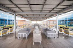 Edwards LifeSciences invested in its outdoor spaces to create a residential feel for employees to enjoy the Southern California weather. Outdoor and rooftop areas like this one are a popular amenity. Edwards LifeSciences invested in its outdoor spaces to create a residential feel for employees to enjoy the Southern California weather. Outdoor and rooftop areas like this one are a popular amenity.