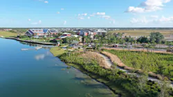 The downtown commercial buildings are fitted with solar panels supplied with smart-grid technology. The downtown commercial buildings are fitted with solar panels supplied with smart-grid technology.