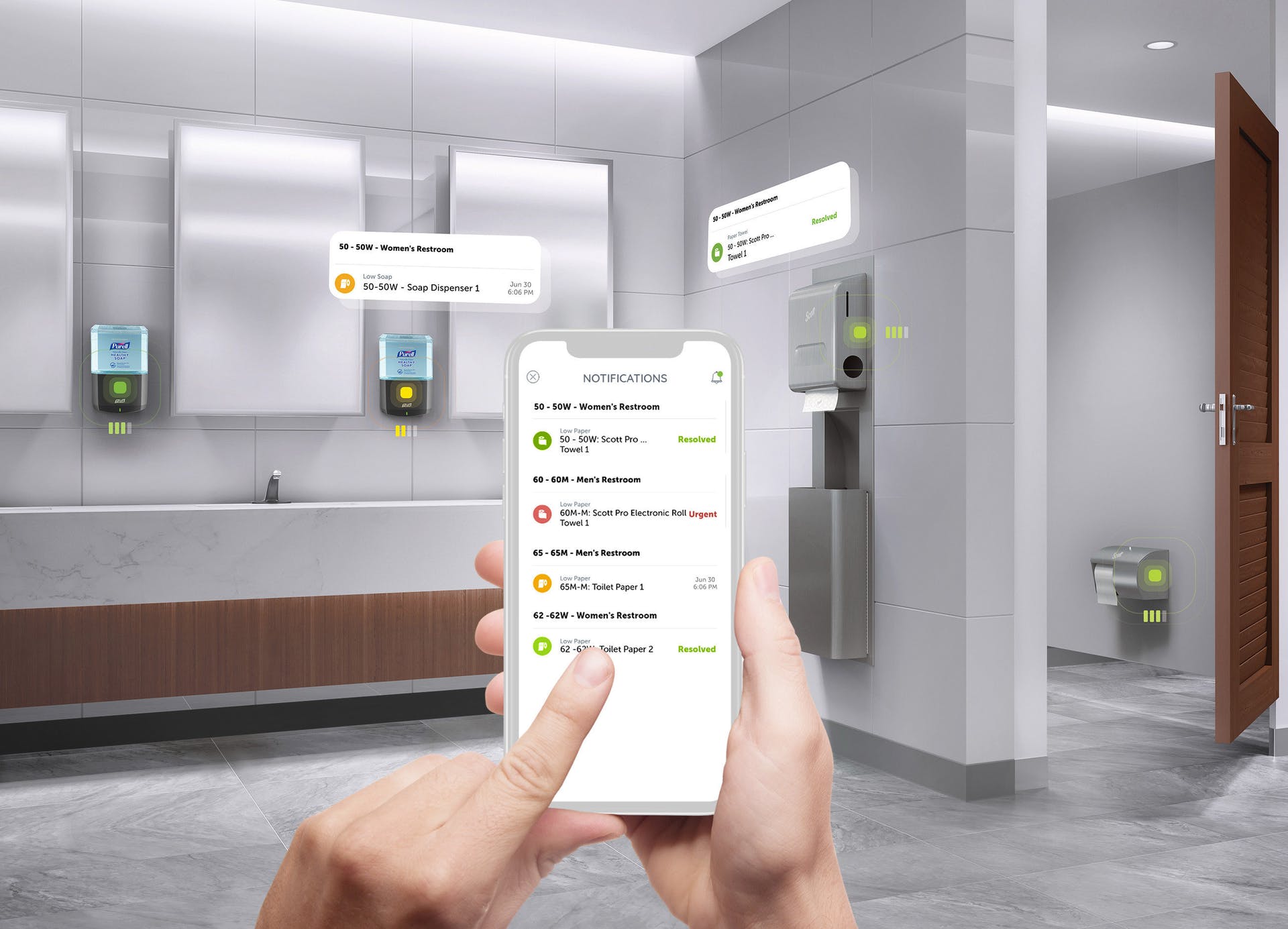 Kimberly-Clark Professional is showcasing its Onvation connected restroom solution at Realcomm 2022.