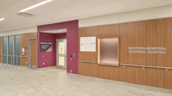 The interior of the hospital features plentiful wood elements to connect patients, staff, and visitors with nature. The interior of the hospital features plentiful wood elements to connect patients, staff, and visitors with nature.