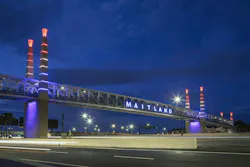 Pedestrian bridge connects high-use sidewalks across Florida Interstate 4 at Maitland Boulevard. Pedestrian bridge connects high-use sidewalks across Florida Interstate 4 at Maitland Boulevard.