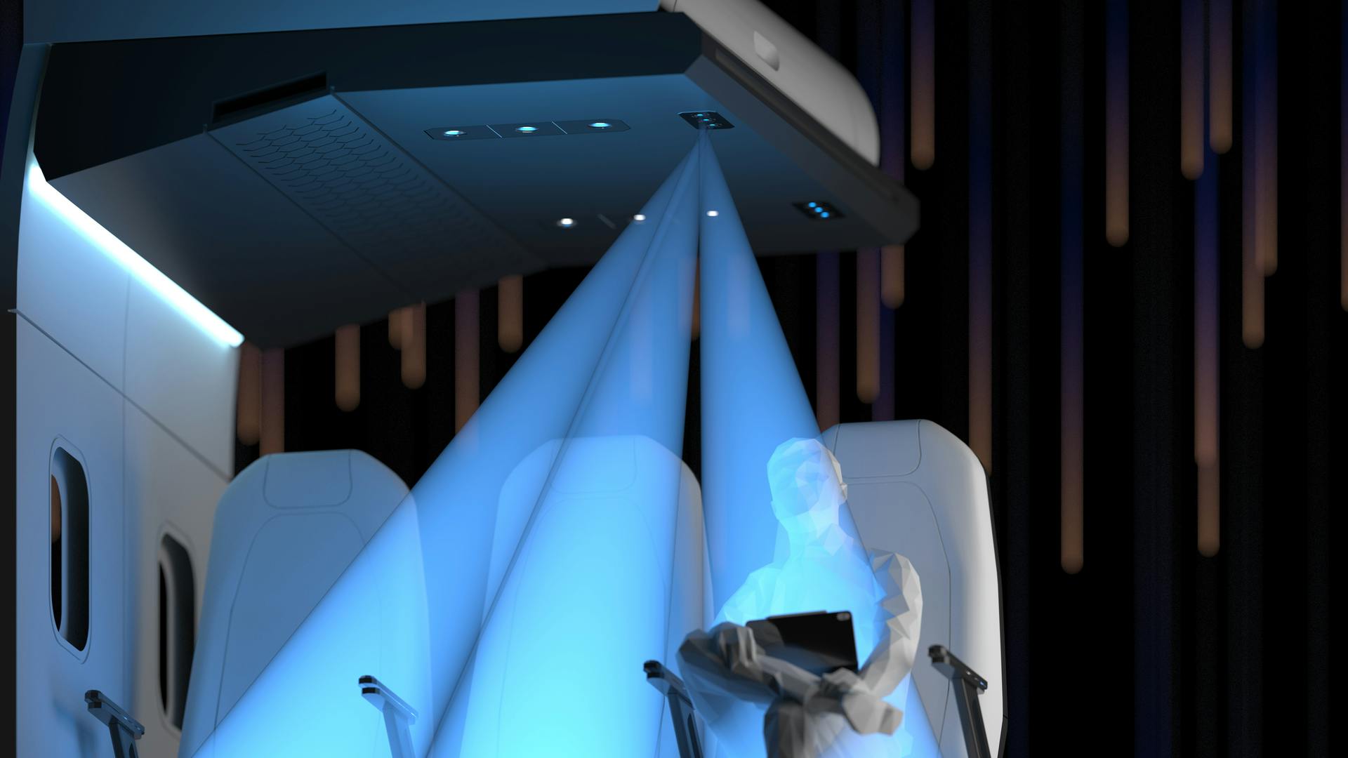 Air France will be serving games and Li-Fi aboard an A321 on Wednesday. The Li-Fi will come from Oledcomm on this occasion. Watch for inroads by Signify. (Image credit: Rendering courtesy of Signify.)