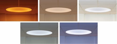 The Symmetry LED luminaire from Visa Lighting offers tunable lighting capability for use in human-centric lighting applications such as healthcare and education.