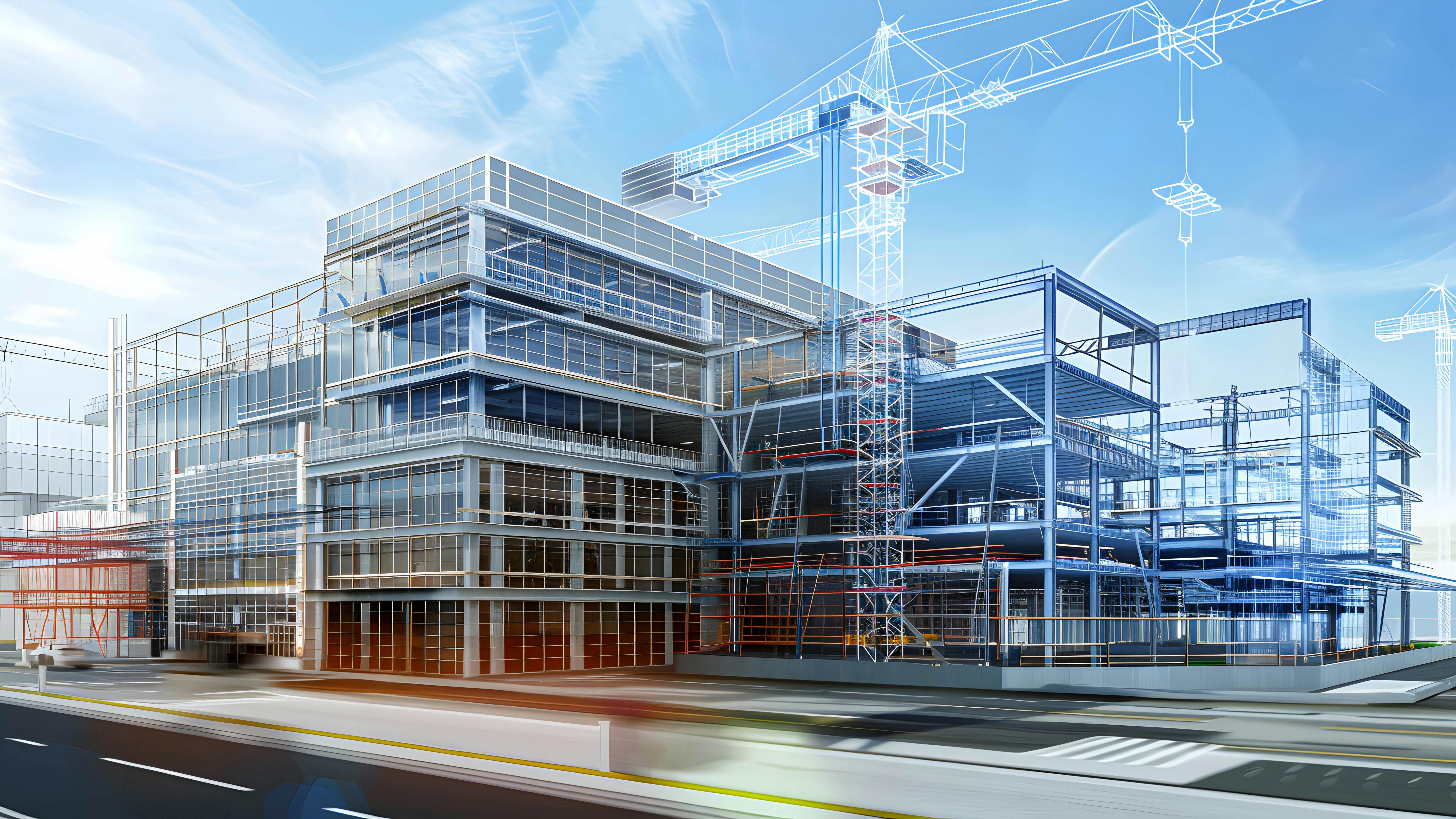 AI-generated image of building information modeling and construction project.