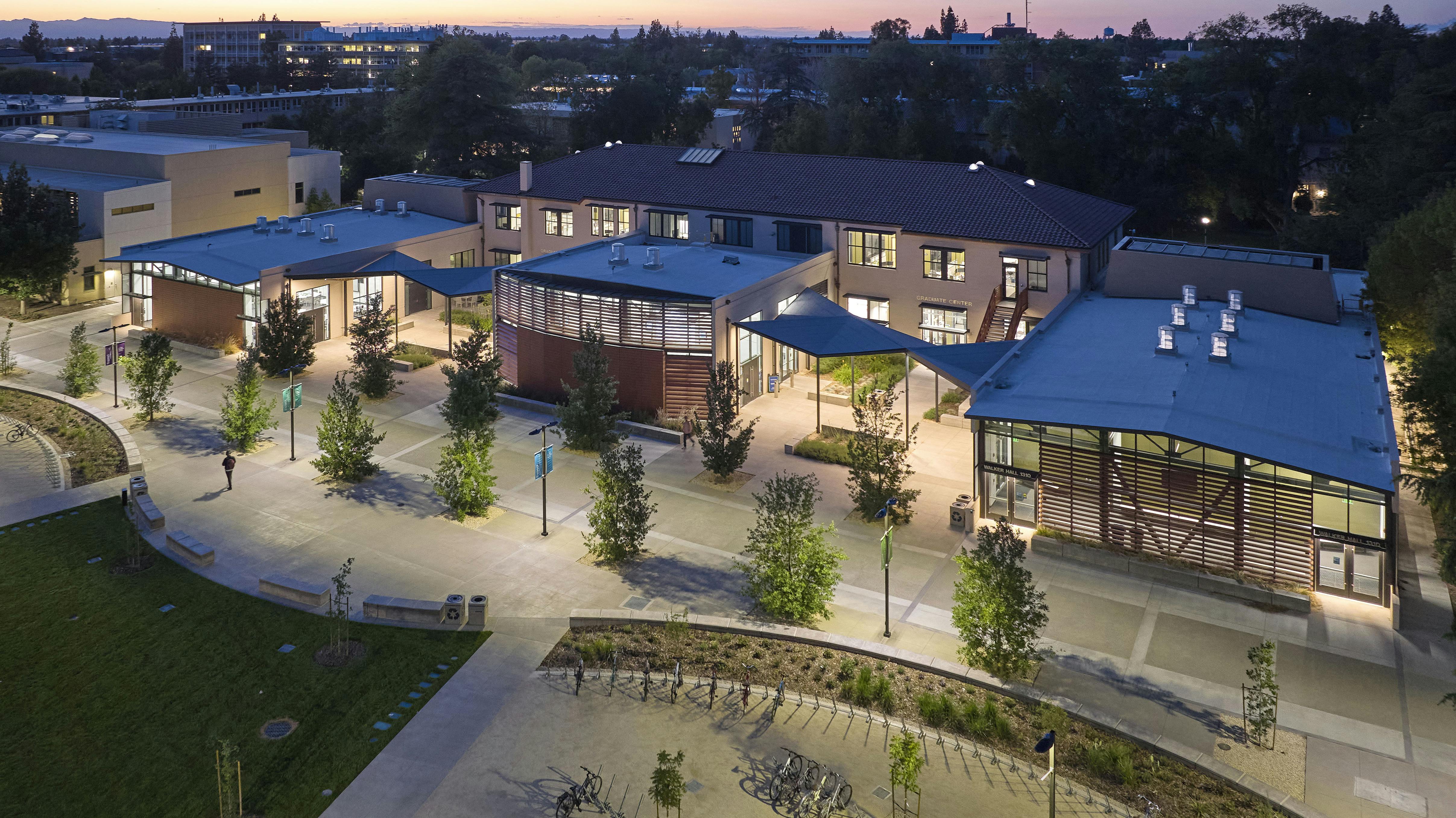 The Leddy Maytum Stacy Architects team ultimately truncated Walker Hall&rsquo;s three southern wings in order to create a pedestrian walkway and a new &ldquo;front door&rdquo; for the building. This move improves connectivity with the rest of the campus.