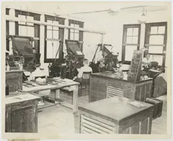 Historic photo of former classroom at Old Dallas High School. Historic photo of former classroom at Old Dallas High School.
