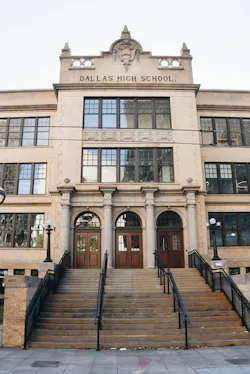 Newly renovated entrance to Old Dallas High School building. Newly renovated entrance to Old Dallas High School building.
