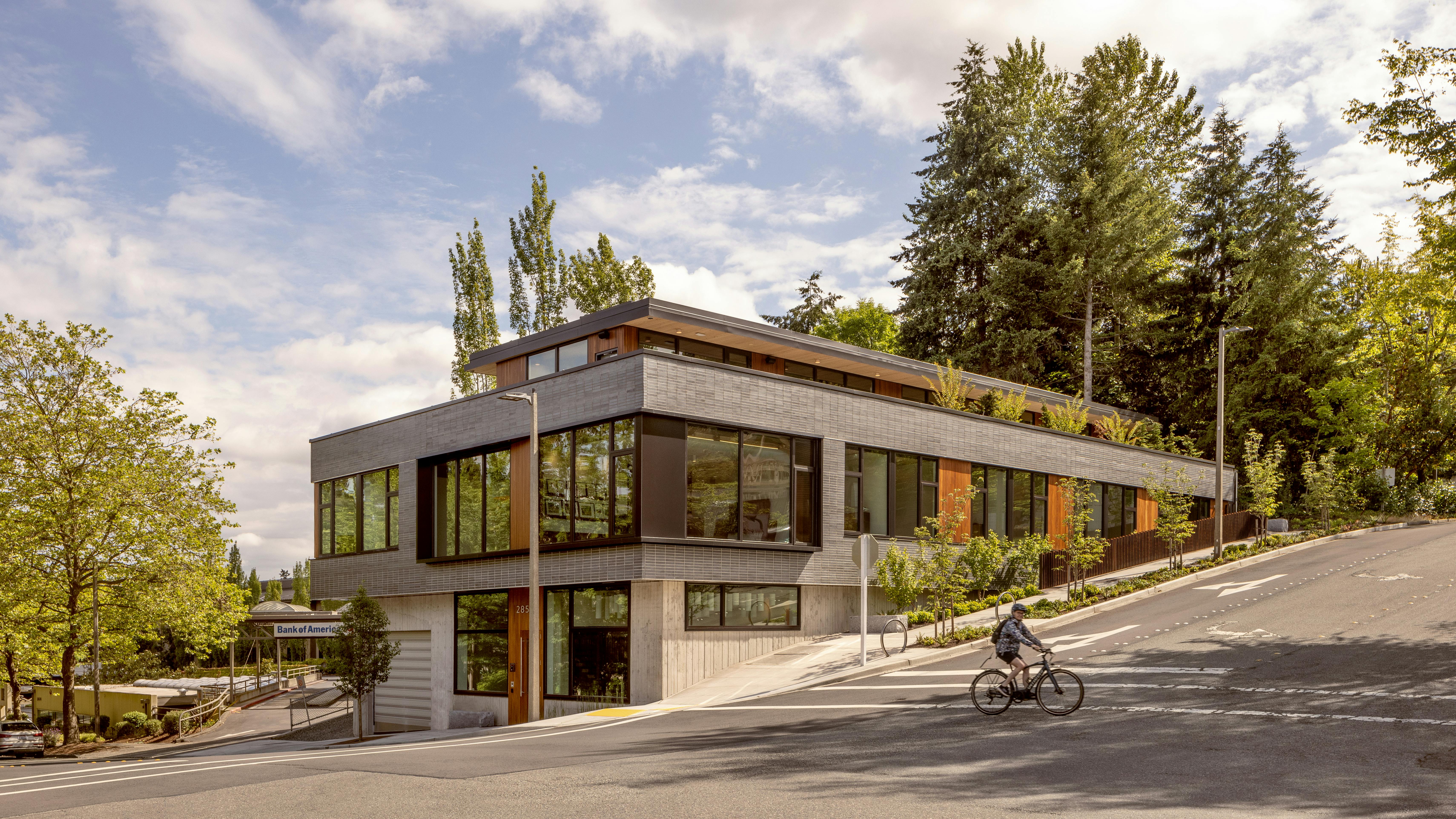 The East Seattle Partners Office Building is a 15,000-square-foot, two-story building located on a small 6,500-square-foot corner lot in Mercer Island, Washington. The facility houses a local family foundation and investment company.