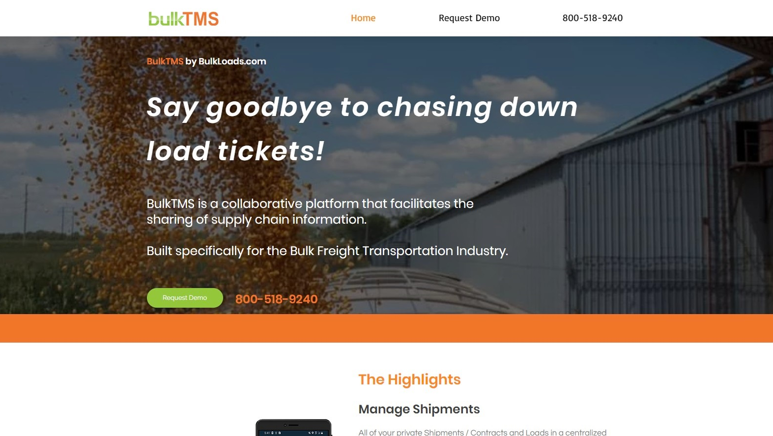 Bulk Tms Home Page Screenshot