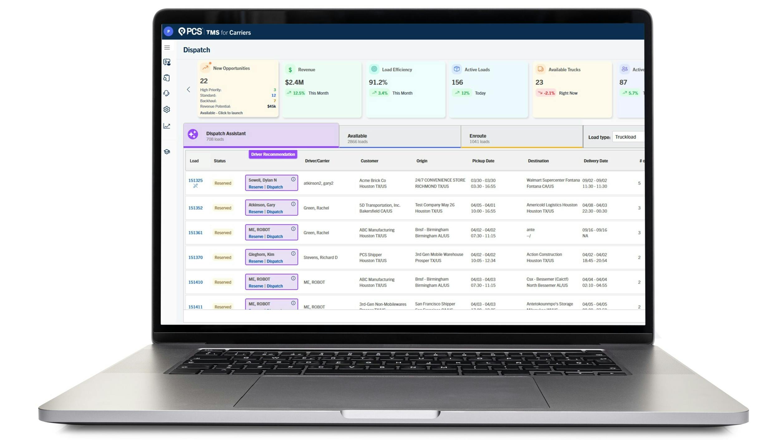 PCS Software&rsquo;s new Dispatch Manager module analyzes 36-plus real-time data points on drivers, assets, and lanes to recommend or automate assignments.