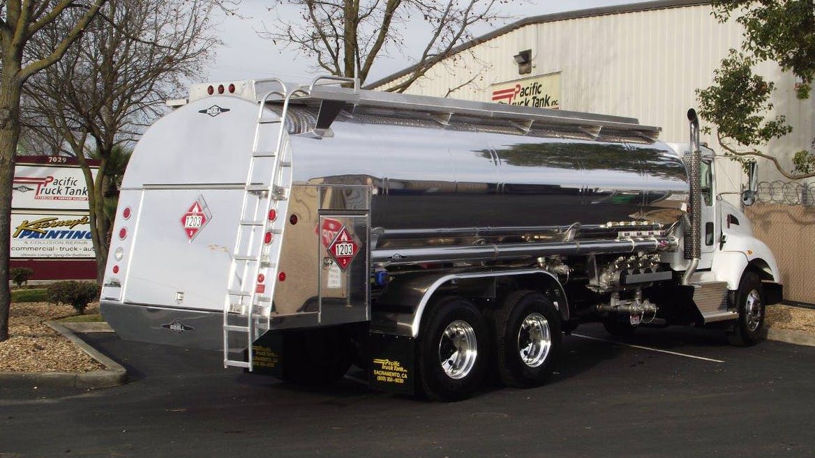 Pacific Truck Tank manufactures and services propane and petroleum bobtail trucks like this unit featuring a 4,500-gallon, four-compartment Beall aluminum tank mounted on a Kenworth chassis.