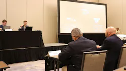 Drew Stypa, Tandem Concepts CEO and co-founder, on stage at right, highlighted his company's technology for enthusiastic industry leaders during National Tank Truck Carriers' 2025 Annual Conference in Tampa, Florida. Drew Stypa, Tandem Concepts CEO and co-founder, on stage at right, highlighted his company's technology for enthusiastic industry leaders during National Tank Truck Carriers' 2025 Annual Conference in Tampa, Florida.