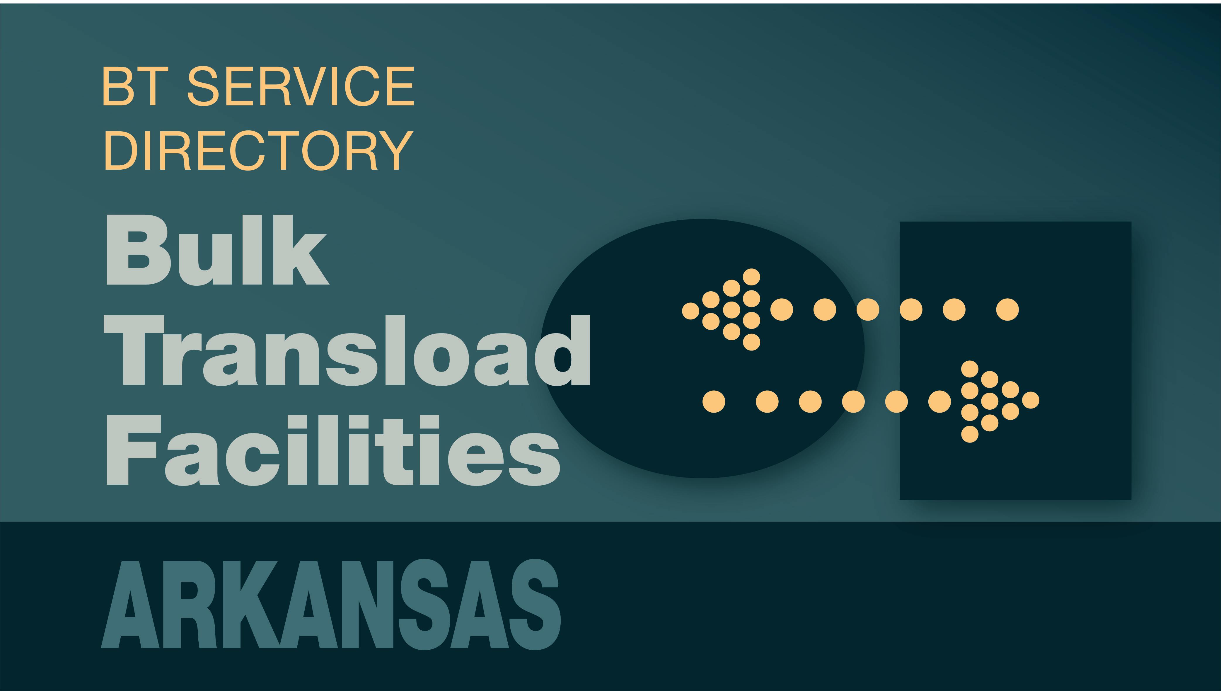 Transload Directory title slide for Arkansas with an icon representing product transfer