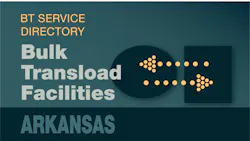 Transload Directory title slide for Arkansas with an icon representing product transfer Transload Directory title slide for Arkansas with an icon representing product transfer