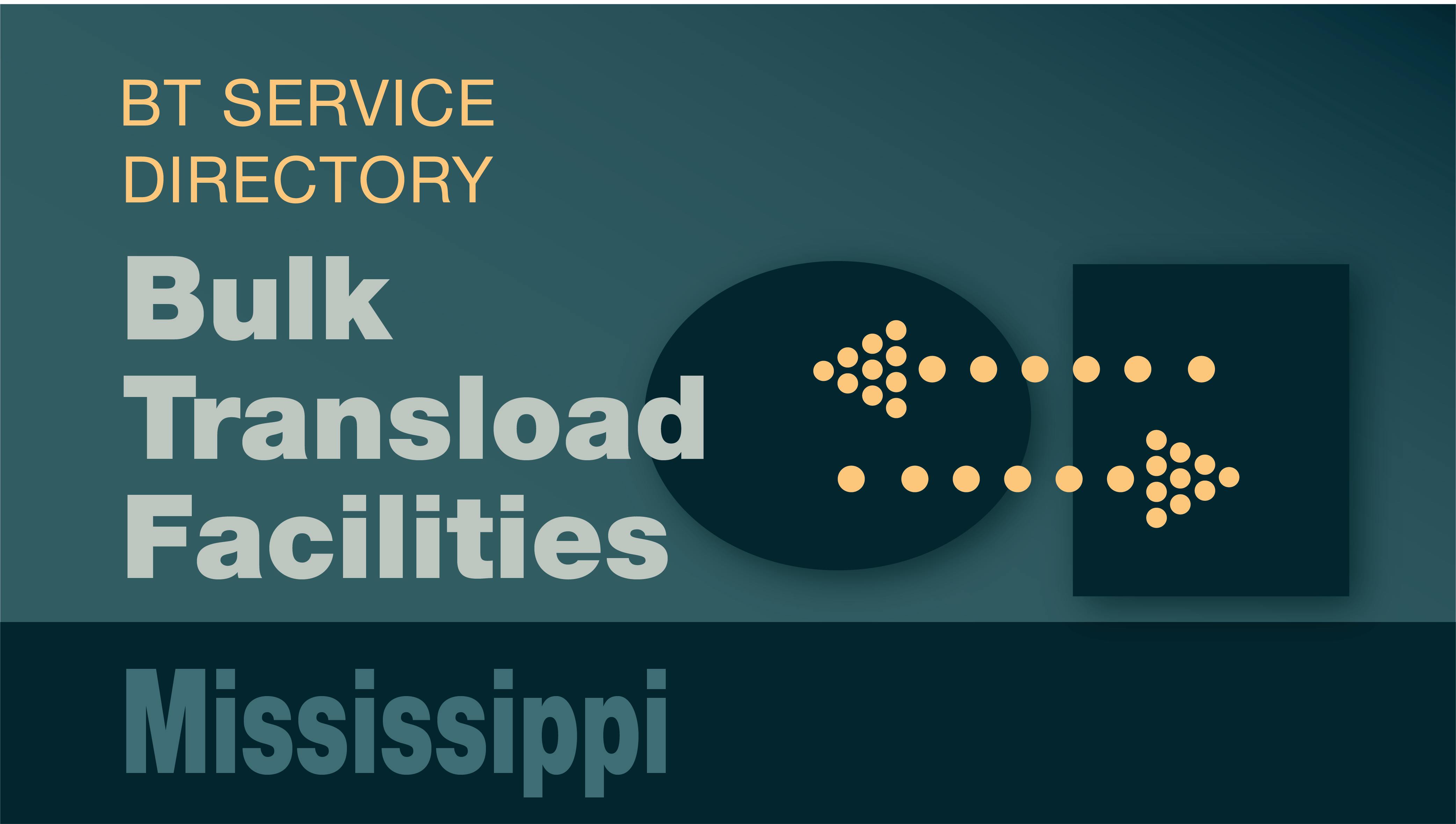 Transload Directory title slide for Mississippi with an icon representing product transfer
