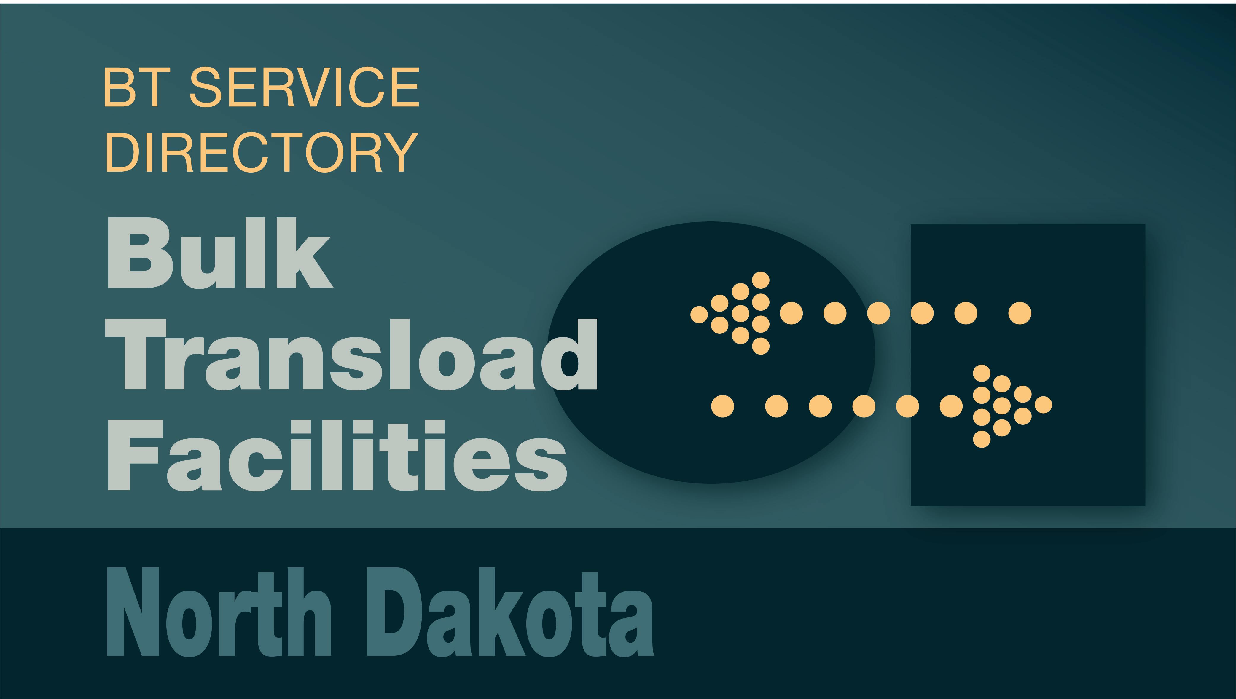 Transload Directory title slide for North Dakota with an icon representing product transfer