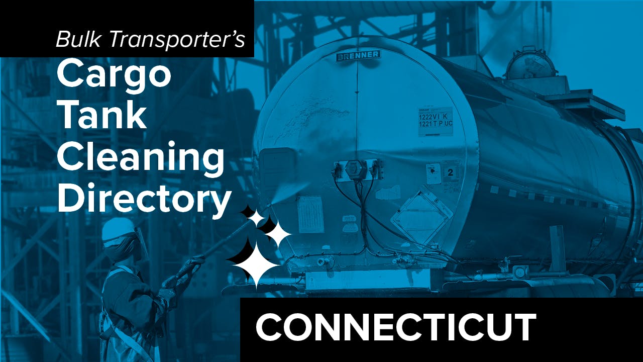 Text describing directory section over photo of man cleaning exterior of tank trailer