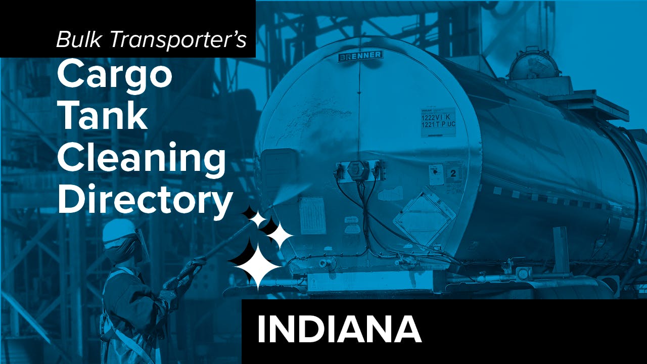 Text describing directory section over photo of man cleaning exterior of tank trailer