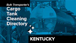 Text describing directory section over photo of man cleaning exterior of tank trailer Text describing directory section over photo of man cleaning exterior of tank trailer