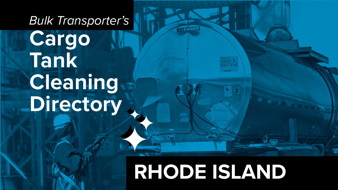 Text describing directory section over photo of man cleaning exterior of tank trailer