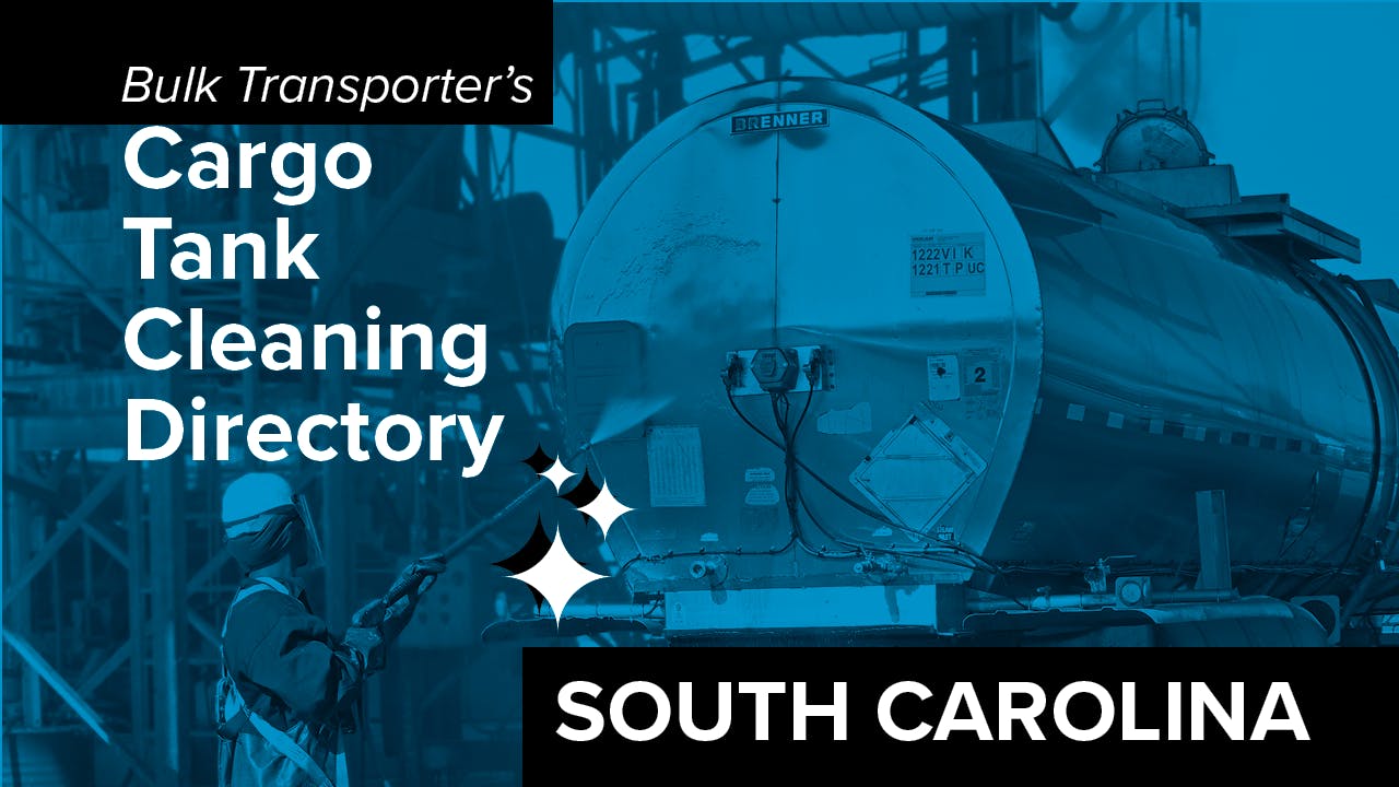 Text describing directory section over photo of man cleaning exterior of tank trailer