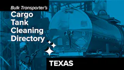 Text describing directory section over photo of man cleaning exterior of tank trailer Text describing directory section over photo of man cleaning exterior of tank trailer