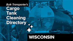 Text describing directory section over photo of man cleaning exterior of tank trailer Text describing directory section over photo of man cleaning exterior of tank trailer