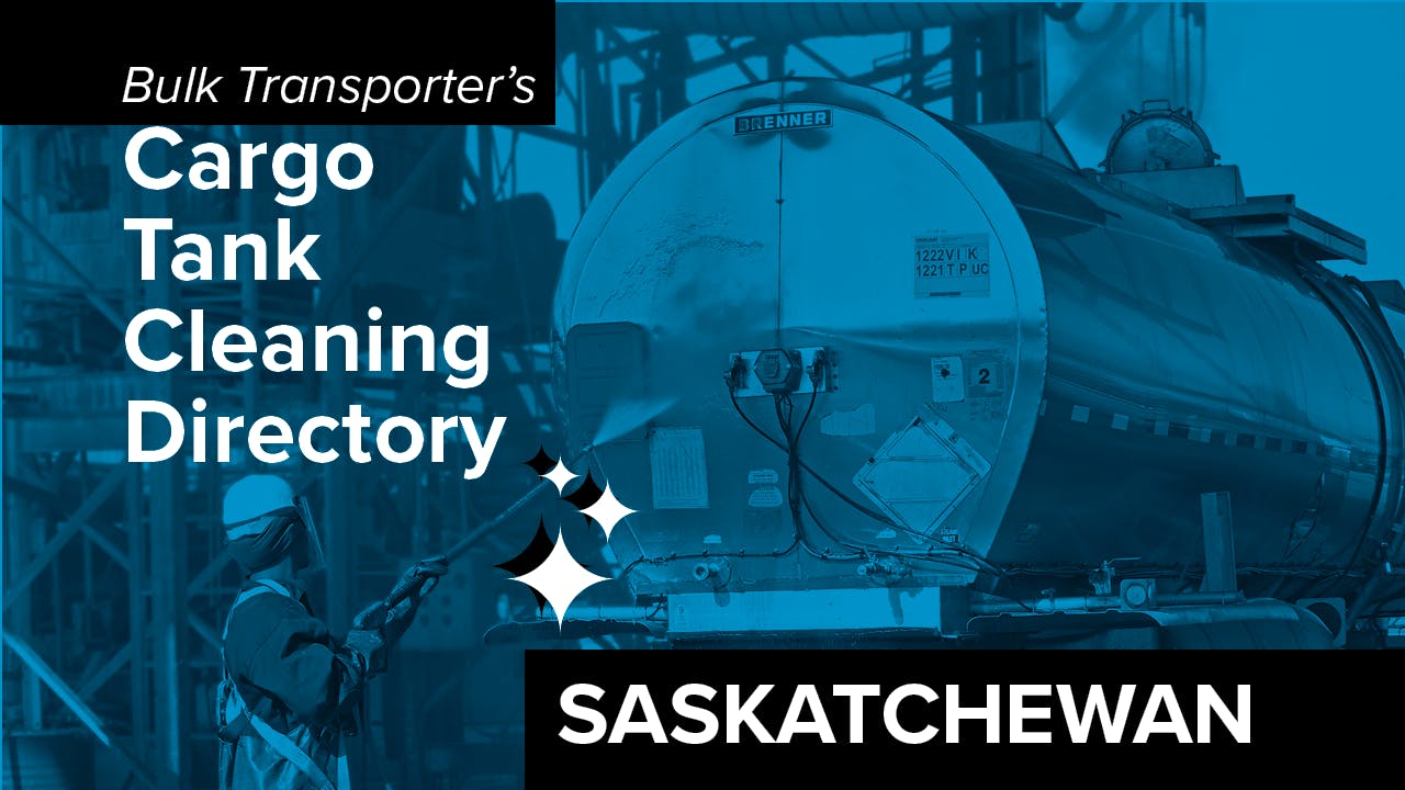 Text describing directory section over photo of man cleaning exterior of tank trailer