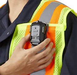 Figure 3. Pushing a button enables a worker to signal an injury or emergency as well as the person’s location. Figure 3. Pushing a button enables a worker to signal an injury or emergency as well as the person’s location.