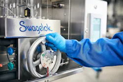 Figure 5. Operators rotate a single handwheel that automatically controls four valves to eliminate human error when moving through the “Off,” “Purge,” “Chill,” and “Sample” functions. Figure 5. Operators rotate a single handwheel that automatically controls four valves to eliminate human error when moving through the “Off,” “Purge,” “Chill,” and “Sample” functions.