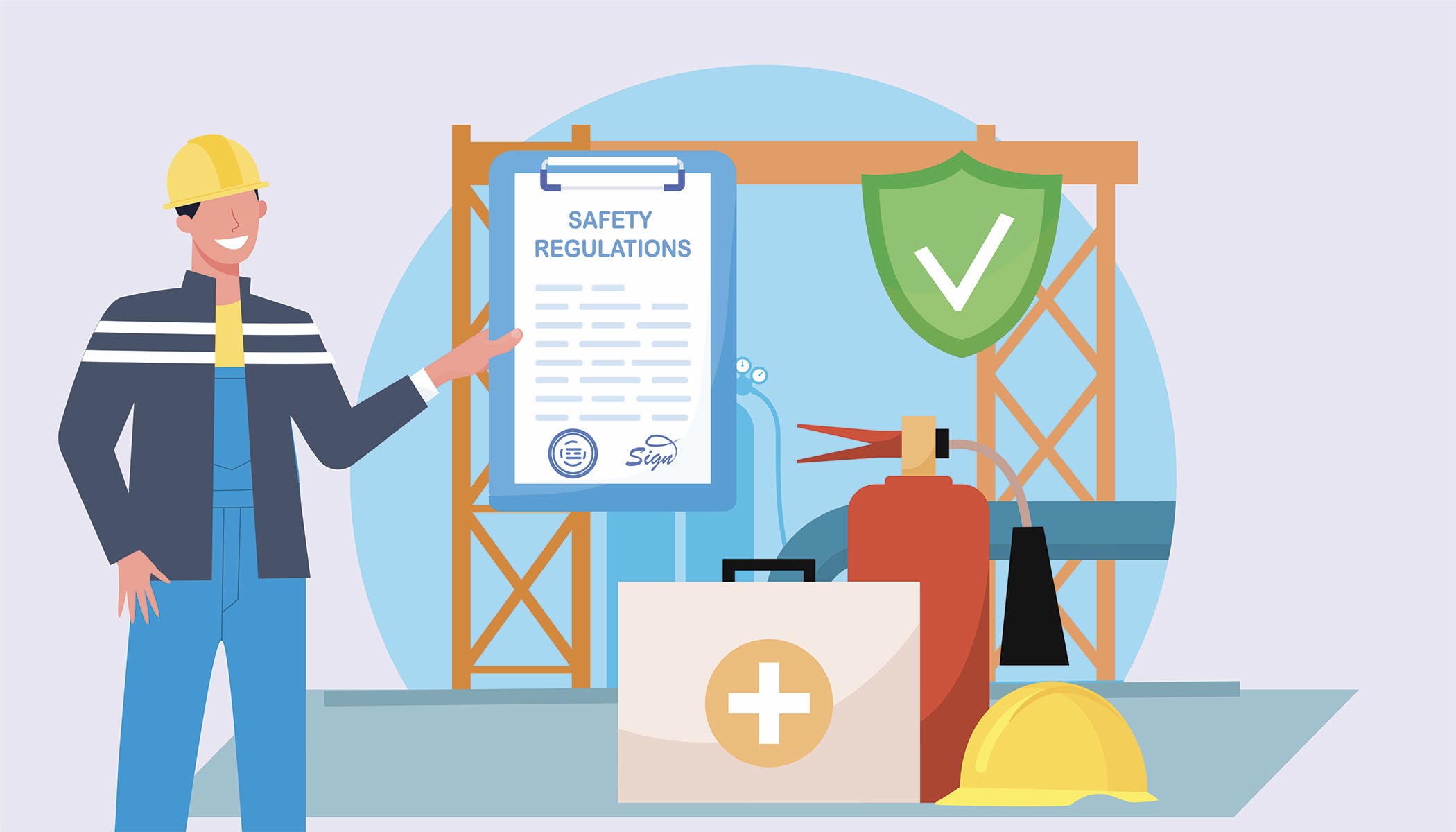 Graphic representation of engineer and safety regulations