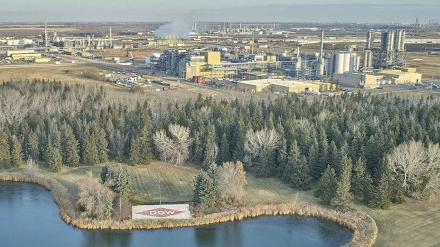 Aerial photograph of Dow, Inc.&rsquo;s manufacturing site in Fort Saskatchewan, Alberta, Canada.