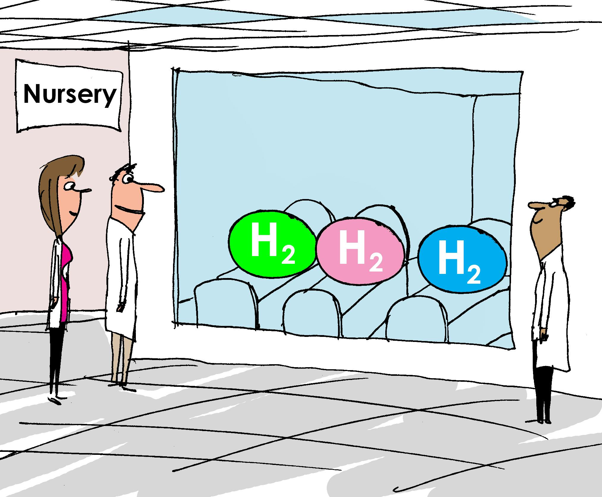 Green, pink and blue hydrogen nursery