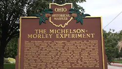 Historical marker sign for the Michelson-Morley Experiment found in Ohio Historical marker sign for the Michelson-Morley Experiment found in Ohio