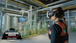 Chemical plant engineer using a VR training simulation Chemical plant engineer using a VR training simulation