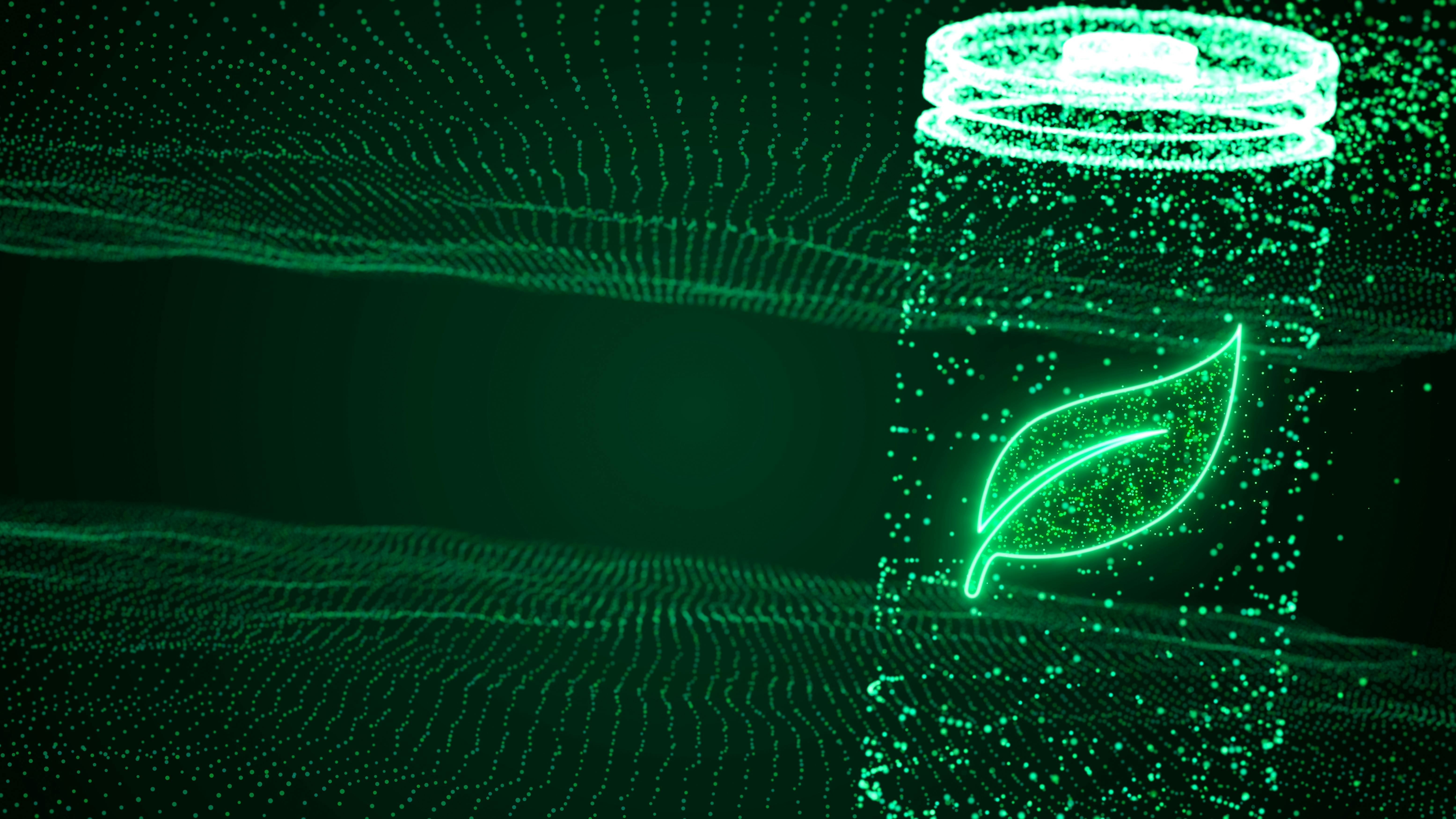 digital rendition of Lithium ion battery recharging with eco leaf symbol