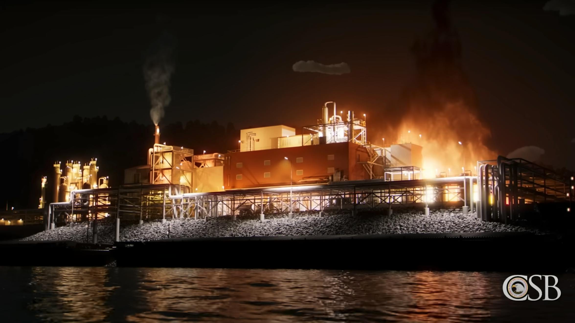 animated video showing Optima Belle plant fire