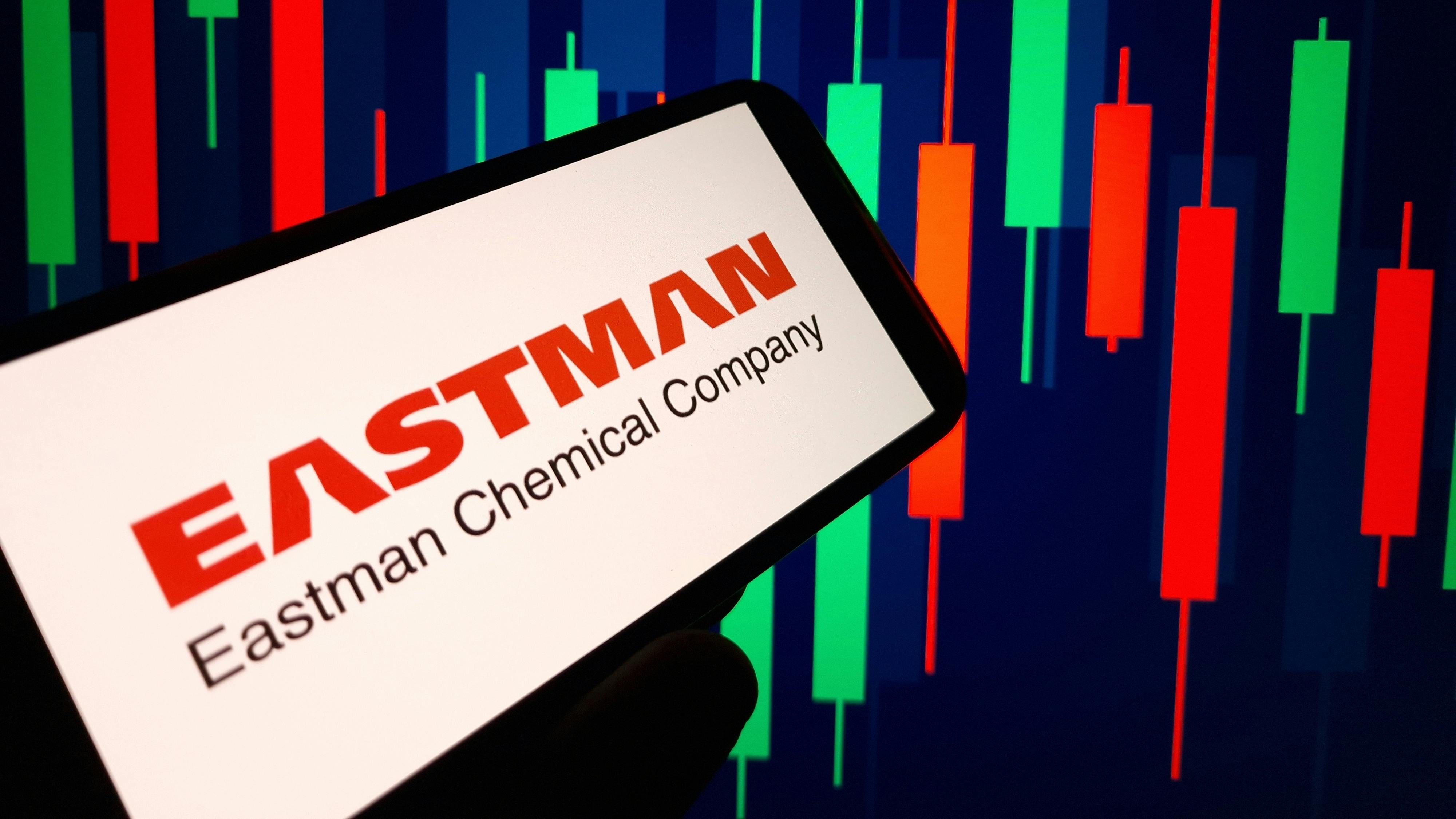 Eastman Chemical company logo displayed on mobile phone